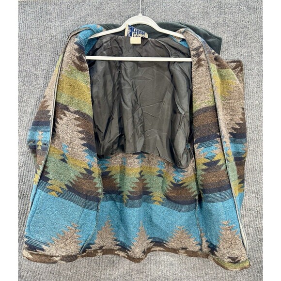 Vintage Roper Rodeo Blue Aztec Jacket Medium Silver Buttons Barn Chore Coat - Picture 4 of 11